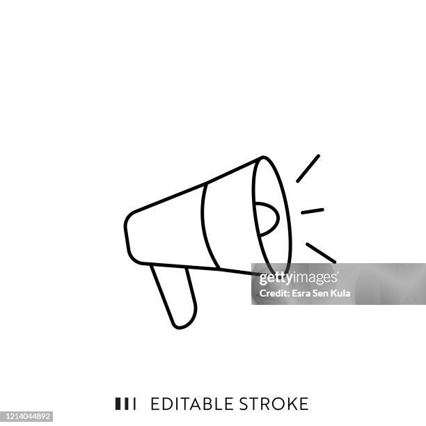 megaphone single line icon with editable stroke and pixel perfect. - megaphone icon stock illustrations