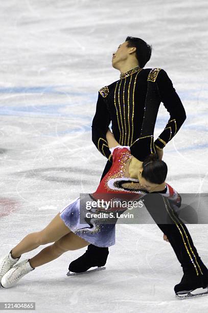 Xue Shen and Zhao Hongbo of China skate in the Figure Skating Pairs Free Skate Program at the Palavela skating venue on February 13, 2006 in Torino,...