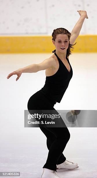 Emily Hughes of the United States during practice at the Torino Palaghiaccio in Torino, Italy on February 17, 2006. Hughes was added late to the US...