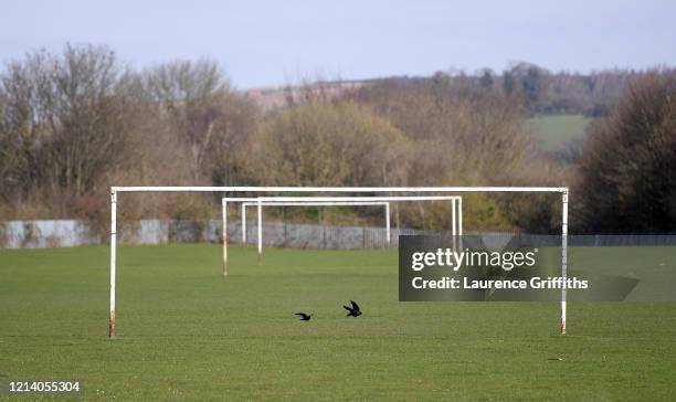 General view of a deserted Sunday League football pitch on March 21, 2020 in Nottingham, England. All English football has been postponed until at...