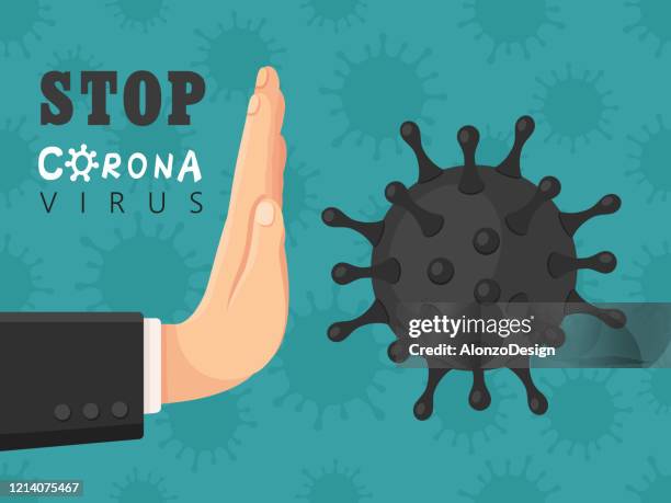 stop coronavirus - stop sign stock illustrations