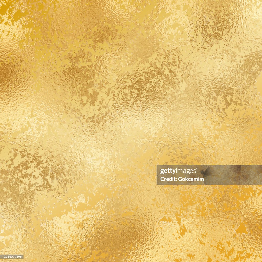 Fondo de textura grunge de lámina de oro. Patrón vectorial abstracto. Textura dorada metálica para tarjetas, invitación a la fiesta, embalaje, diseño de superficie.