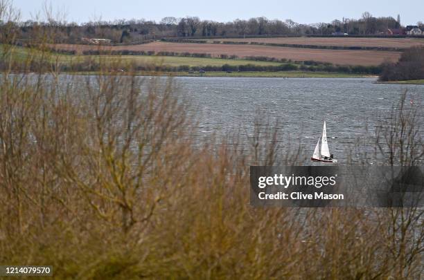 Leisure sailing continues as the public come to terms with social distancing and the lack of Sport at Pitsford Reservoir on March 21, 2020 in...