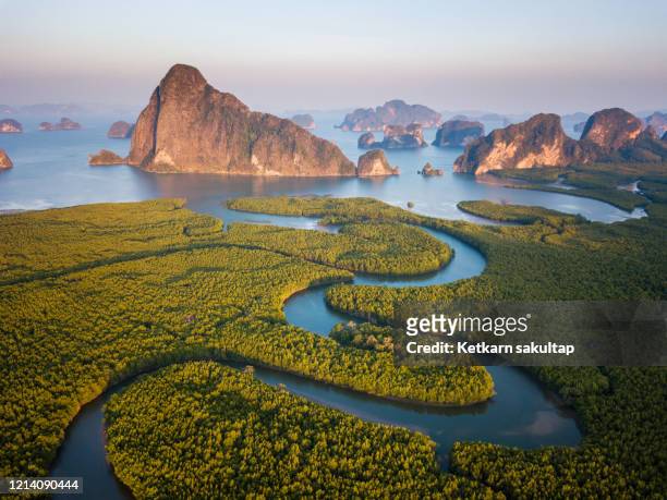 beautiful landscape phangnga bay, unseen view of phangnga, phuket,thailand. - james bond island stock pictures, royalty-free photos & images