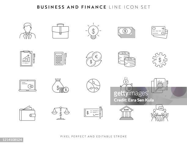business and finance icon set with editable stroke and pixel perfect. - auction stock illustrations
