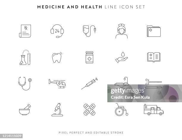 medicine and health icon set with editable stroke and pixel perfect. - book donation stock illustrations