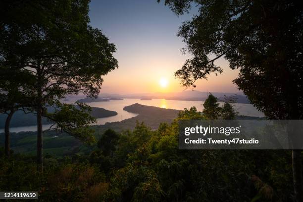 aerial view of khao fa chi viewpoint in ranong province, thailand - phuket province stockfoto's en -beelden