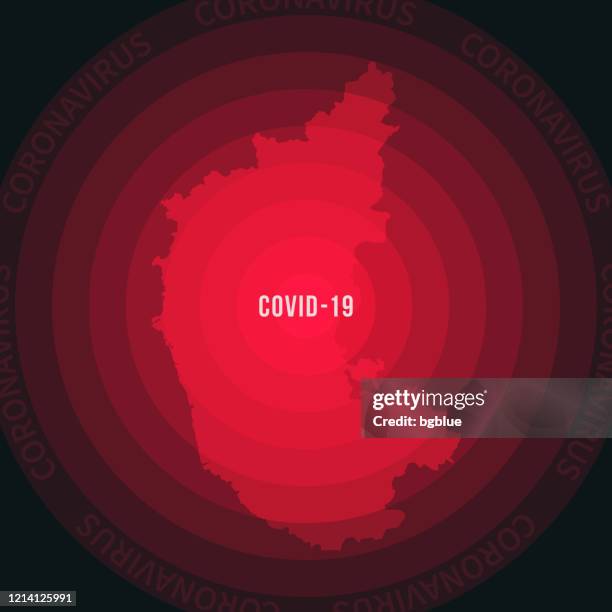 karnataka map with the spread of covid-19. coronavirus outbreak - karnataka stock illustrations