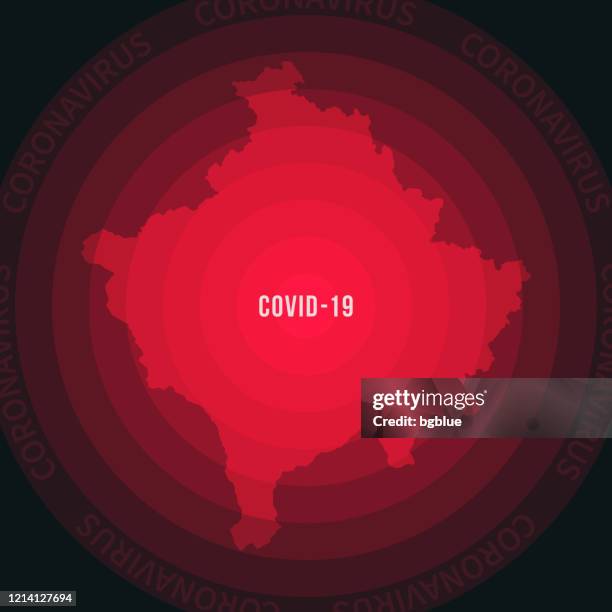 ilustraciones, imágenes clip art, dibujos animados e iconos de stock de mapa de kosovo con la propagación de covid-19. brote de coronavirus - pristina