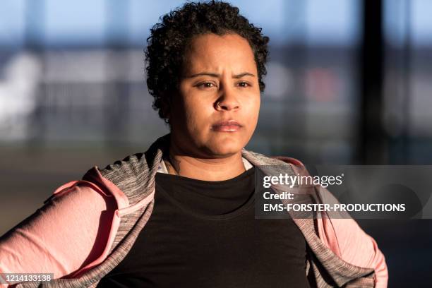 portrait of a young body-positiv-woman - sad fat people stock pictures, royalty-free photos & images