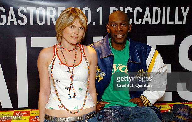 Sister Bliss and Maxi Jazz of Faithless during Faithless Signs Copies of Their New Single "I Want More" - August 23, 2004 at Virgin Megastore in...