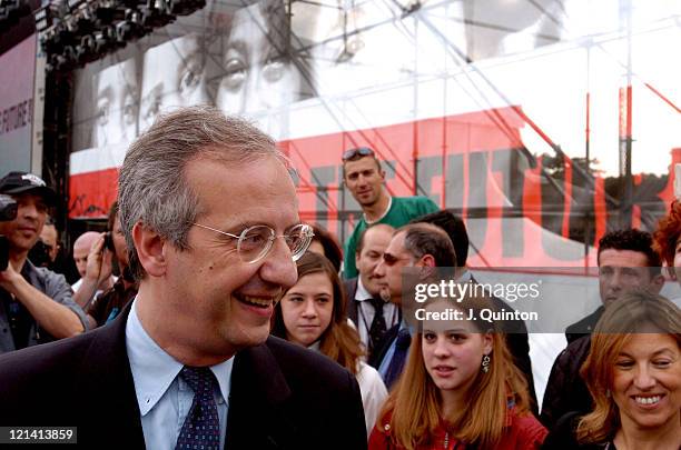 Walter Veltroni, Major of Rome during "We Are The Future" Charity Concert - Stage at Circus Maximus in Rome, Italy.