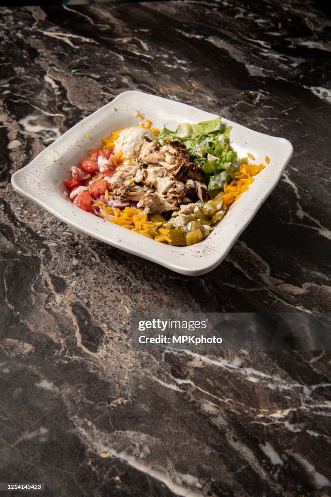 Chicken taco bowl restaurant food