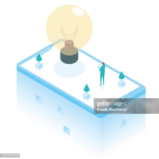 mobile internet idea design. - touch screen wall stock illustrations