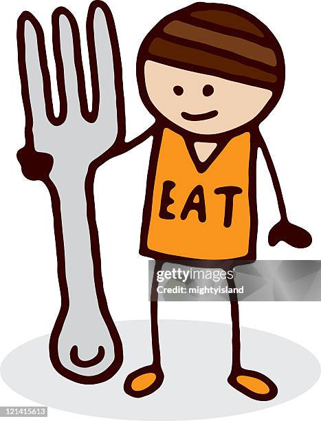 boy with fork - bigger stock illustrations