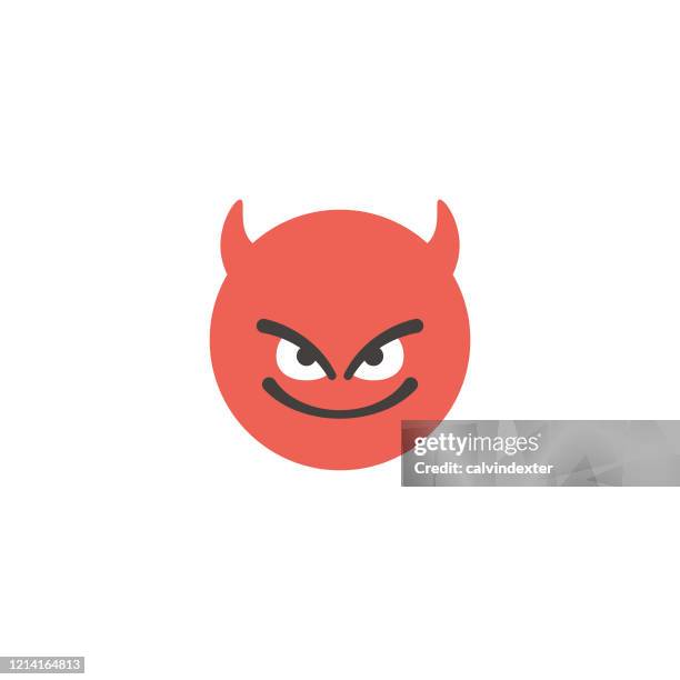 emoticon großes gesicht flache design-stil - das böse stock-grafiken, -clipart, -cartoons und -symbole