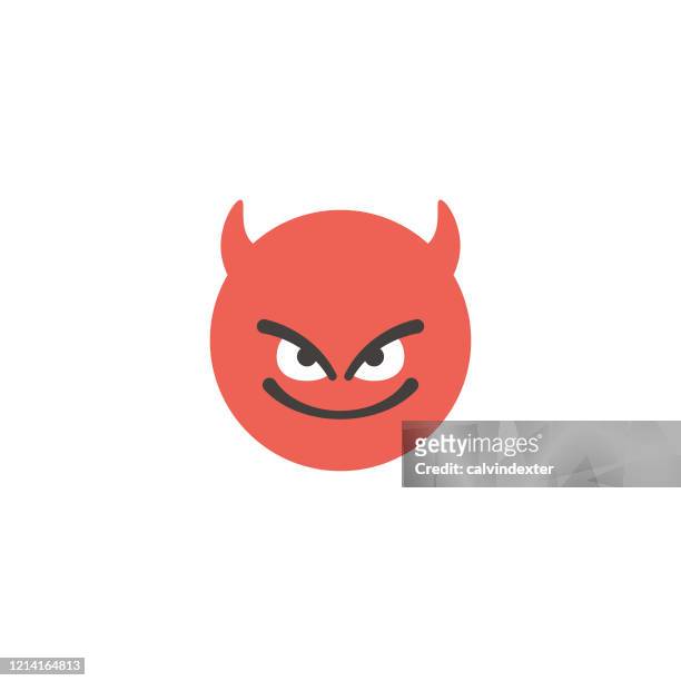 emoticon big face flat design style - devil stock illustrations