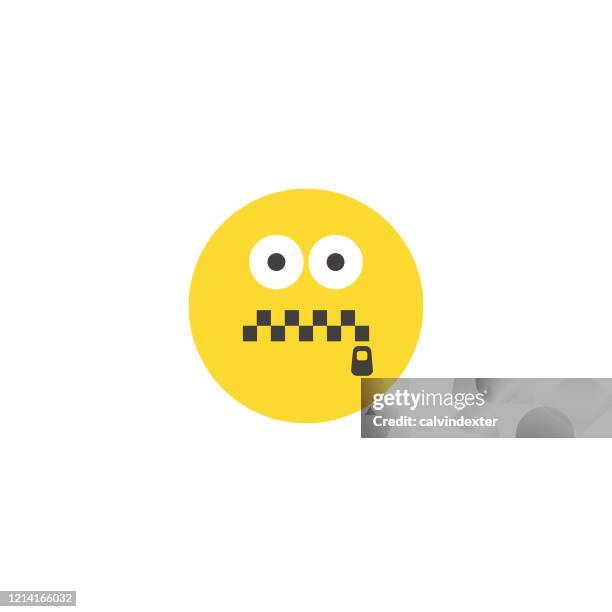 emoticon großes gesicht flache design-stil - tranquility stock-grafiken, -clipart, -cartoons und -symbole