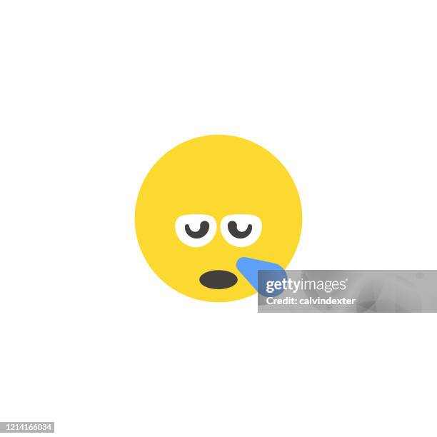 emoticon big face flat design style - snoring stock illustrations