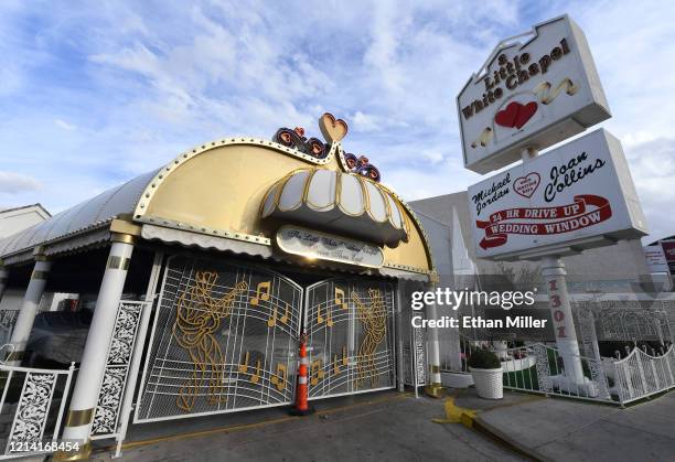 The shuttered A Little White Chapel on Las Vegas Boulevard is shown as businesses remain closed as a result of the statewide shutdown due to the...