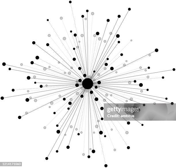 illustrazioni stock, clip art, cartoni animati e icone di tendenza di connessioni esplosione - atomo