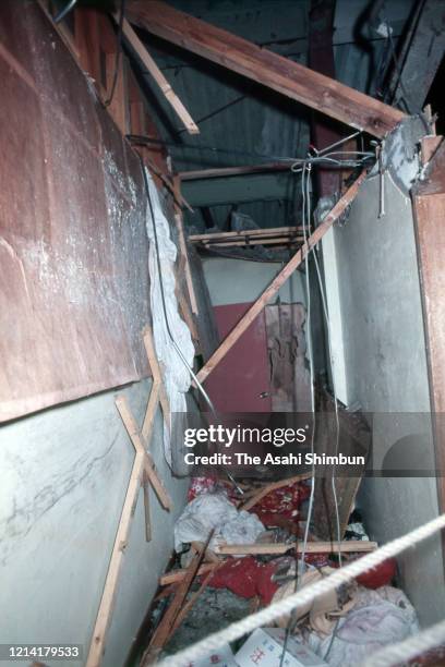 An inside general view of the Asama Sanso lodge where the United Red Army members had taken a hostage on February 28, 1972 in Karuizawa, Nagano,...