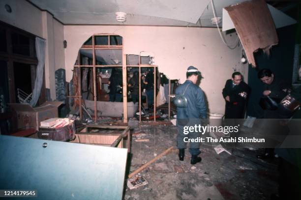 An inside general view of the Asama Sanso lodge where the United Red Army members had taken a hostage on February 28, 1972 in Karuizawa, Nagano,...