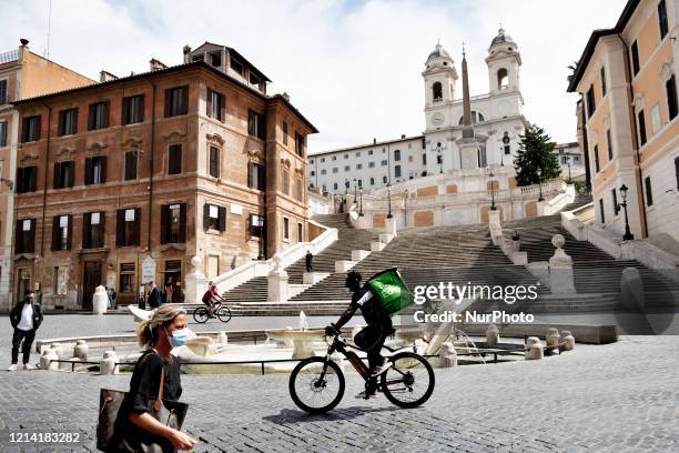 View of the Spanish Steps in Roma after the lockdown of the nation due to the Covid-19 outbreak, Roma, 20th May, Italy.