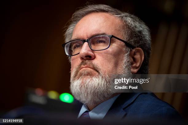 Andrew Wheeler, administrator of the Environmental Protection Agency , listens during a Senate Environment and Public Works Committee hearing, May...