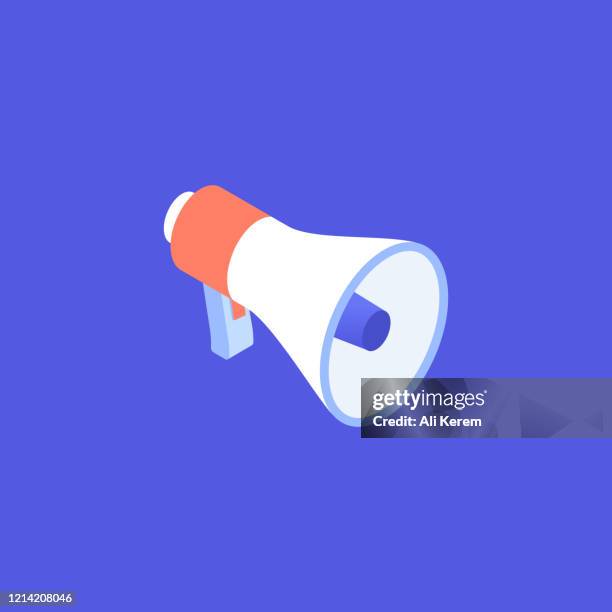 megaphone isometric icon - multi coloured megaphone stock illustrations