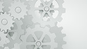 Gears on white background, minimal teamwork concept
