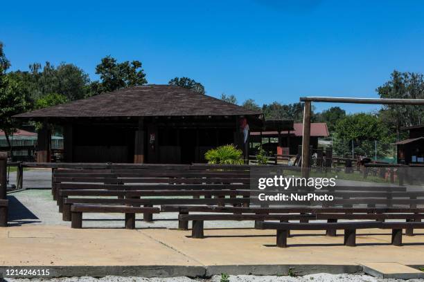 An empty area of the SafariPark, the zoological garden and zoo safari in Piedmont, Italy, on 20 May 2020. Visitors are not yet admitted despite...