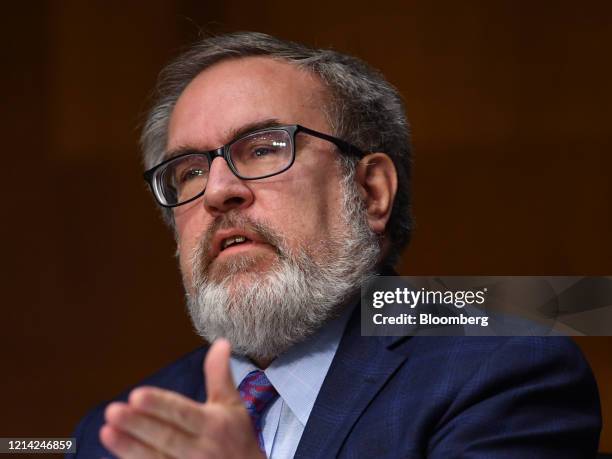 Andrew Wheeler, administrator of the Environmental Protection Agency , speaks during a Senate Environment and Public Works Committee hearing in...