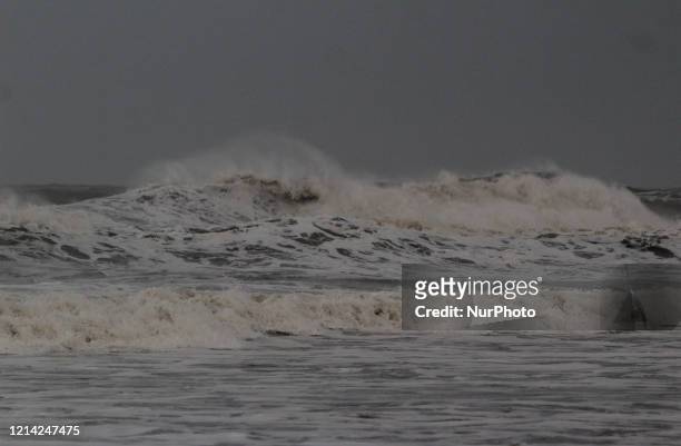 View of high waves at Dhamra area of Bhadrak district, 160 km away from the eastern Indian state Odisha's capital city as the Cyclone 'Amphan' cross...