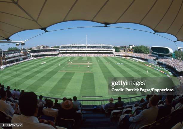 General view of the ground from the back of the Mound Stand showing the new Grand Stand and the new Media Centre under construction as England follow...
