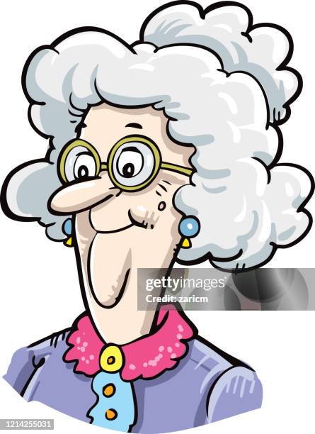 ilustraciones, imágenes clip art, dibujos animados e iconos de stock de retrato de una abuela - kind