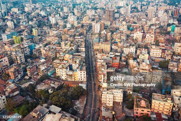 drone photo of the cityscape of chittagong, bangladesh - chittagong stock pictures, royalty-free photos & images