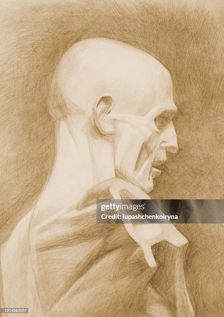 Ilustración De Moda Para Enseñar Vertical Clásico Lápiz Sepia Dibujo Sobre Papel Figura De Yeso Masculino En Perfil Sobre Un Fondo De Pared Marrón Oscuro Ilustración de stock - Getty Images Ilustración De Moda Para Enseñar Vertical Clásico Lápiz Sepia Dibujo Sobre Papel Figura De Yeso Masculino En Perfil Sobre Un Fondo De Pared Marrón Oscuro Ilustración de stock - Getty Images