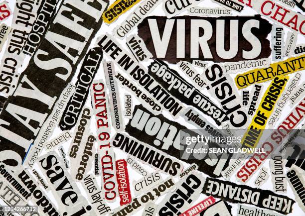 coronavirus newspaper headline montage - epidemic 個照片及圖片檔