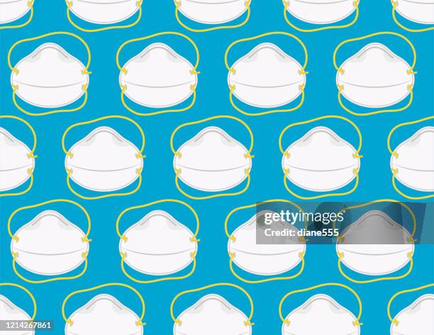 n95 medical mask seamless pattern - state of emergency stock illustrations