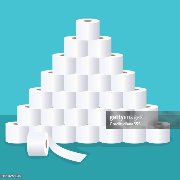 toilet paper piled high - toilet paper stock illustrations