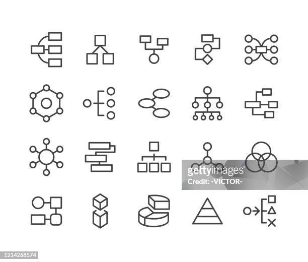 diagram icons - classic line series - hierarchy stock illustrations