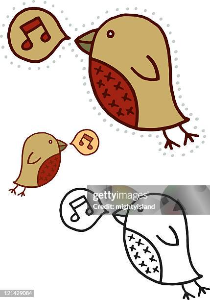 happy little bird singing - robin stock illustrations