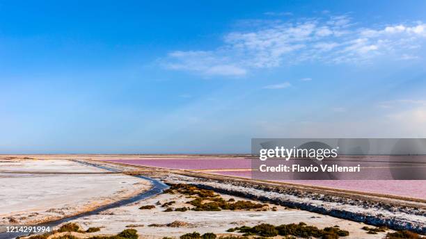 frankreich -salzverdunstungsteiche von salin de giraud, camargue - camargue stock-fotos und bilder