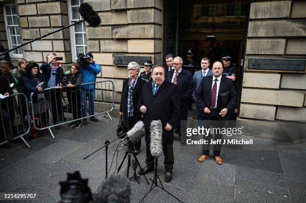 Former Scottish First Minister Alex Salmond departs Edinburgh High Court on March 23, 2020 in Edinburgh, Scotland. Alex Salmond has been cleared of...