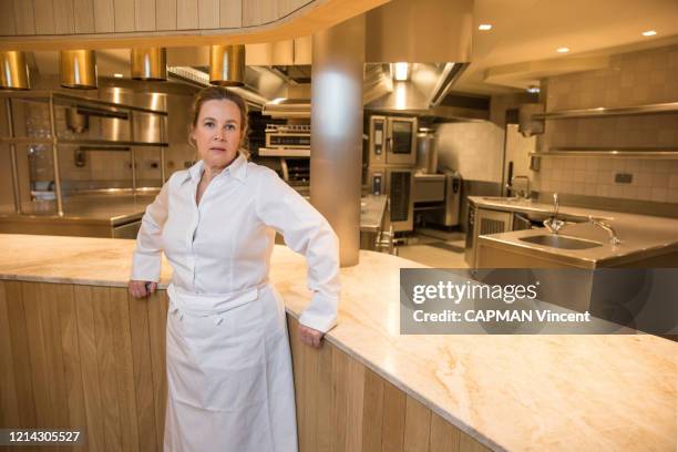 The chef Helene Darroze is photographed for Paris Match during the Covid 19 in her empty restaurant The Marsan rue d'Assas in Paris on Mai 09, 2020.