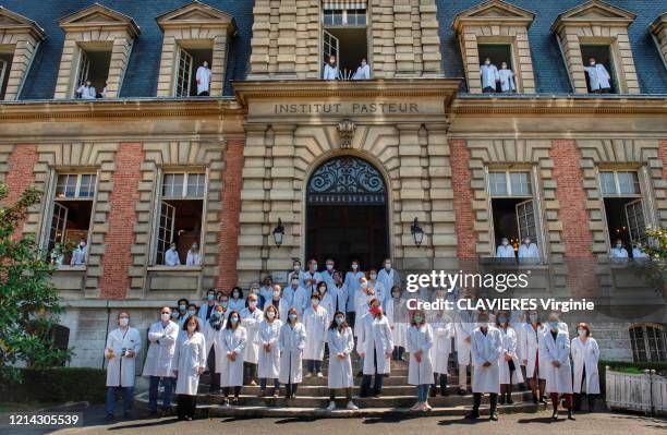 The Institut Pasteur's laboratory, where searchers try to find a vaccine to fight the Covid 19. Group photo of the different teams of the Institut...