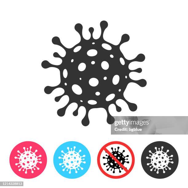 coronavirus cell icon (covid-19) - flat icons on different color buttons - coronavirus rules stock illustrations
