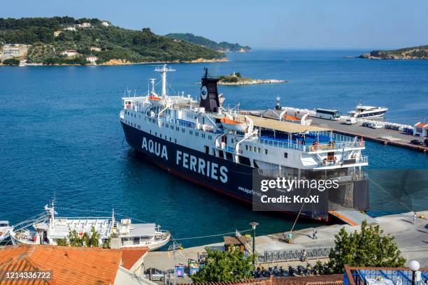 ferry on skiathos island, in greece - northern greece stock pictures, royalty-free photos & images