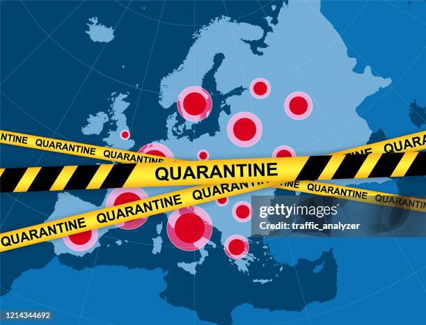 stockillustraties, clipart, cartoons en iconen met quarantaine - europa kaart - quarantine